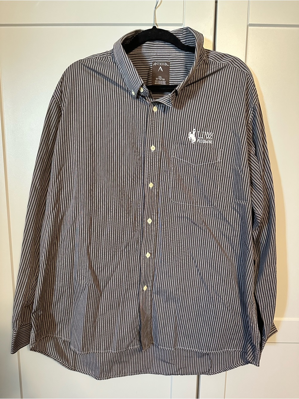 Antigua Men’s black and White Pinstripe Button-Down Shirt